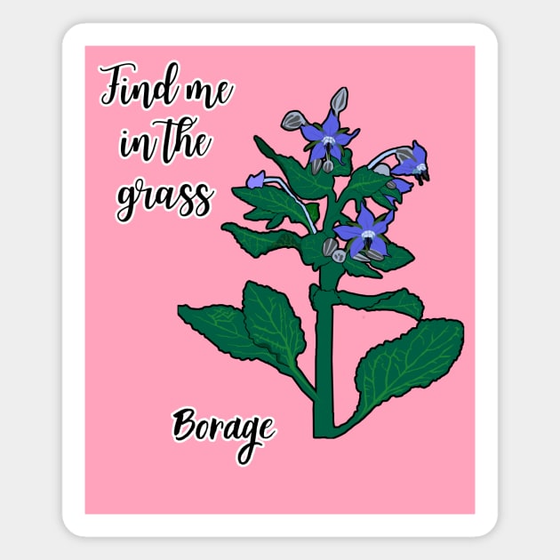 Find me in the grass... Borage Magnet by Kamila's Ideas